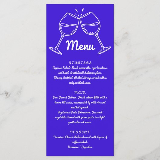 Hand geletterde moderne grillige bruiloft diner menu (Voorkant)