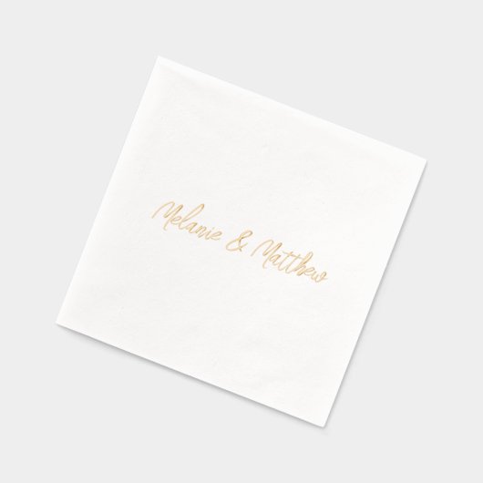 Hand geletterde monogram Namen Modern Goud Folie Servetten (Links)