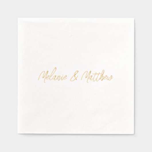 Hand geletterde monogram Namen Modern Goud Folie Servetten (Voorkant)