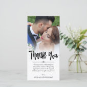 Hand geletterde overlay Dank u trouwfoto Bedankkaart (Staand voorkant)