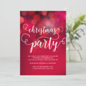 Hand Geletterde Rode Bokeh Lights Kerstfeest Kaart (Staand voorkant)