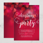Hand Geletterde Rode Bokeh Lights Kerstfeest Kaart (Voorkant / Achterkant)