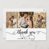 Hand geletterde script bruiloft foto collage bedankkaart (Voorkant)