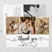 Hand geletterde script bruiloft foto collage bedankkaart (Voorkant / Achterkant)