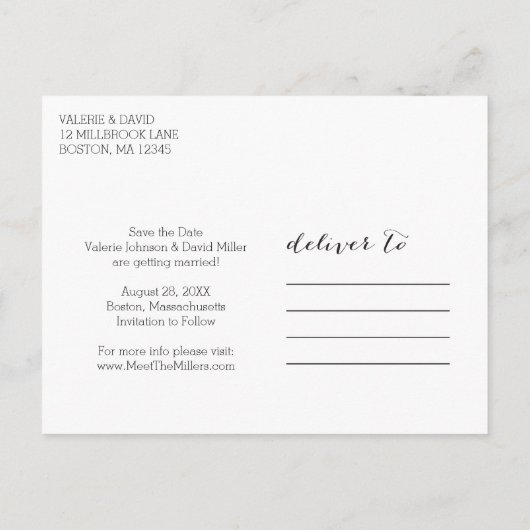 Hand geletterde Snapshot 2-Foto Sla de datum op Aankondigingskaart (Achterkant)