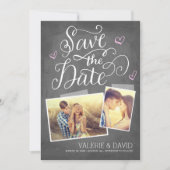 Hand geletterde Snapshot 2-Foto Sla de datum op Save The Date (Voorkant)