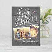 Hand geletterde Snapshot 2-Foto Sla de datum op Save The Date (Staand voorkant)