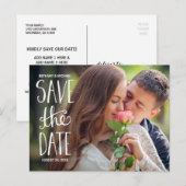 Hand geletterde typografie Foto Sla de datum op Aankondigingskaart (Voorkant / Achterkant)