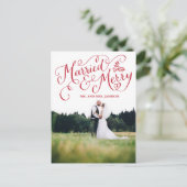 Hand Geletterde Vakantie Getrouwd en Vrolijk Feestdagenkaart (Staand voorkant)