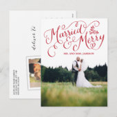 Hand Geletterde Vakantie Getrouwd en Vrolijk Feestdagenkaart (Voorkant / Achterkant)