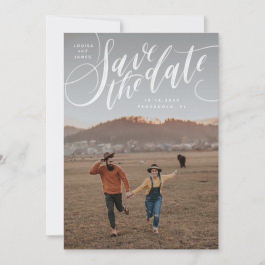 Hand geletterde verticale foto Sla de datum op Kaart (Voorkant)