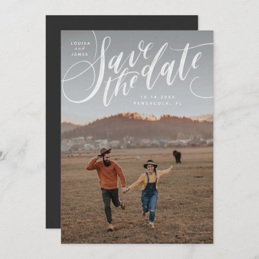 Hand geletterde verticale foto Sla de datum op Kaart (Voorkant / Achterkant)