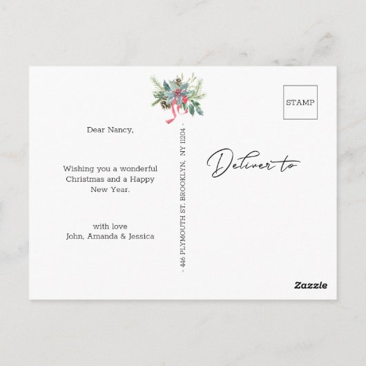 Hand geletterde vreugdevolle aangepaste foto Holly Briefkaart (Achterkant)