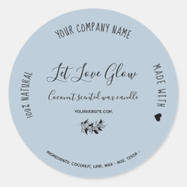 Hand gemaakt ambacht logo kaars stoffig blauw ronde sticker