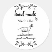 Hand gemaakt door geitenmelkzeep Monogram Ronde Sticker (Voorkant)