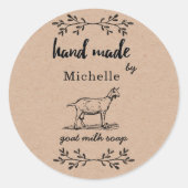 Hand gemaakt door geitenmelkzeep Monogram Ronde Sticker (Voorkant)