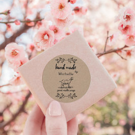 Hand gemaakt door geitenmelkzeep Monogram Ronde Sticker