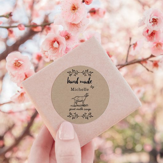 Hand gemaakt door geitenmelkzeep Monogram Ronde Sticker