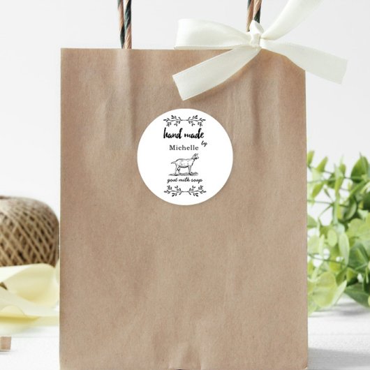 Hand gemaakt door geitenmelkzeep Monogram Ronde Sticker