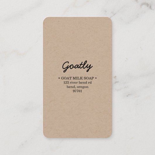 Hand gemaakt door geitenzeep  visitekaartje (Achterkant)