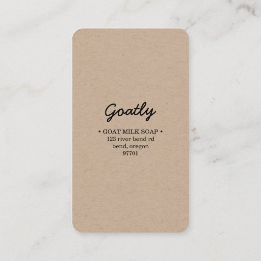 Hand gemaakt door Goat Soap  Visitekaartje (Achterkant)