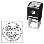 Hand gemaakt met Liefde Bloem Hart Thema Zelfinktende Stempel (In situ)