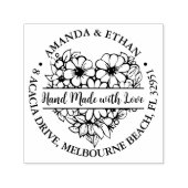 Hand gemaakt met Liefde Bloem Hart Thema Zelfinktende Stempel (Design)