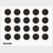 Hand gemaakt met liefde dank u kraft zwart ronde sticker (Vel)