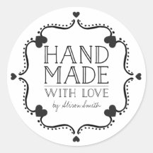 Hand gemaakt met liefde stickers met harten