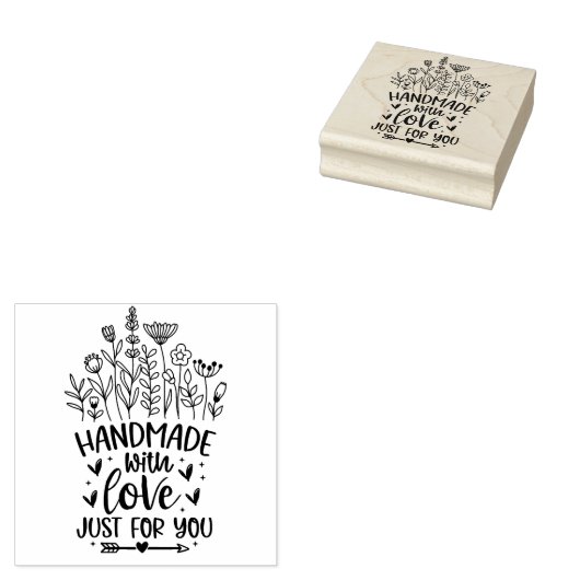 Hand gemaakt met liefde Wildflower Rubberstempel (Gestempeld)