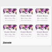 Hand gemaakt Paarse Waterverf bloemen klein Vierkante Sticker (Vel)
