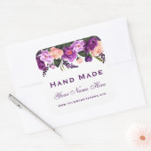 Hand gemaakt Paarse Waterverf bloemen klein Vierkante Sticker (Envelop)