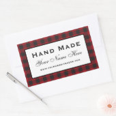 Hand gemaakt rood geruit rechthoekige sticker (Envelop)