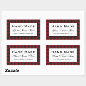 Hand gemaakt rood geruit rechthoekige sticker (Vel)