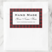 Hand gemaakt rood geruit rechthoekige sticker (Tas)