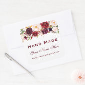 Hand gemaakt Waterverf bloemenbordeaux klein Vierkante Sticker (Envelop)