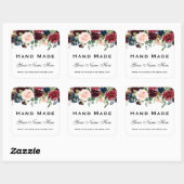 Hand gemaakt Waterverf Bourgondië blauw bloemig kl Vierkante Sticker (Vel)