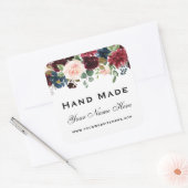 Hand gemaakt Waterverf Bourgondië blauw bloemig kl Vierkante Sticker (Envelop)