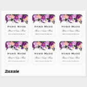 Hand gemaakt Waterverf Paarse bloemen klein Vierkante Sticker (Vel)