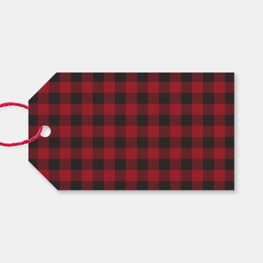 Hand gemaakte rode geruite kraft Labels Cadeaulabel (Achterkant Horizontaal)