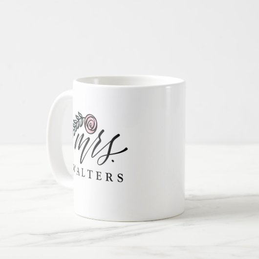 Hand gemerkt Mrs. naam Koffiemok (Voorkant links)