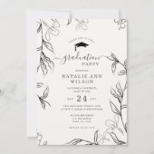 Hand geschetst delicaat bloemenbeige Afstuderen Kaart (Voorkant)