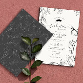 Hand geschetst delicaat bloemenbeige Afstuderen Kaart