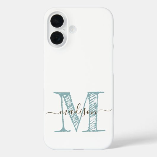 Hand geschetst monogram blauw groen Case-Mate iPhone case (Achterkant)
