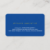 Hand geschetste gele naam op blauw met hart visitekaartje (Achterkant)