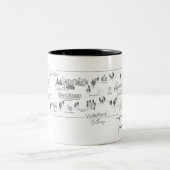 Hand geschetste kaart van Tennessee Tweekleurige Koffiemok (Center)