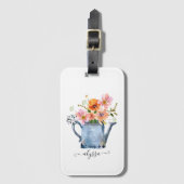 Hand-geschilde Waterverf Floral Bagagelabel (Voorkant (verticaal))