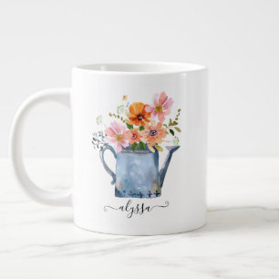 Hand-geschilde Waterverf Floral Grote Koffiekop