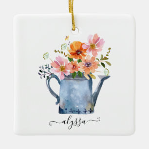 Hand-geschilde Waterverf Floral Keramisch Ornament