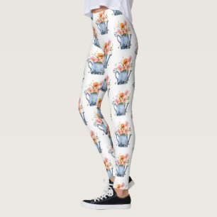 Hand-geschilde Waterverf Floral Leggings